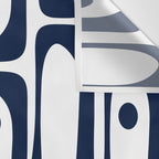 Mid Century Modern Navy Blue and White Abstract Piquet Pattern Wall Tapestry Gallery Image 3