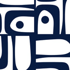 Mid Century Modern Navy Blue and White Abstract Piquet Pattern Coffee Mug Gallery Image 2