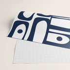 Mid Century Modern Navy Blue and White Abstract Piquet Pattern Wrapping Paper Gallery Image 2