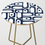 Mid Century Modern Navy Blue and White Abstract Piquet Pattern Side Table Gallery Image 2