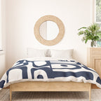 Mid Century Modern Navy Blue and White Abstract Piquet Pattern Duvet Cover Gallery Image 3