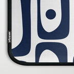 Mid Century Modern Navy Blue and White Abstract Piquet Pattern Laptop Sleeve Gallery Image 3