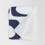 Mid Century Modern Navy Blue and White Abstract Piquet Pattern Throw Blanket Gallery Image 3