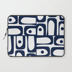 Mid Century Modern Navy Blue and White Abstract Piquet Pattern Laptop Sleeve Gallery Image 1