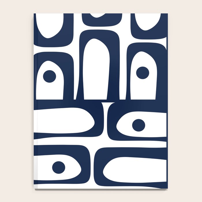Mid Century Modern Navy Blue and White Abstract Piquet Pattern Notebook Gallery Image 4