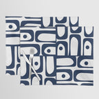 Mid Century Modern Navy Blue and White Abstract Piquet Pattern Placemat Gallery Image 1
