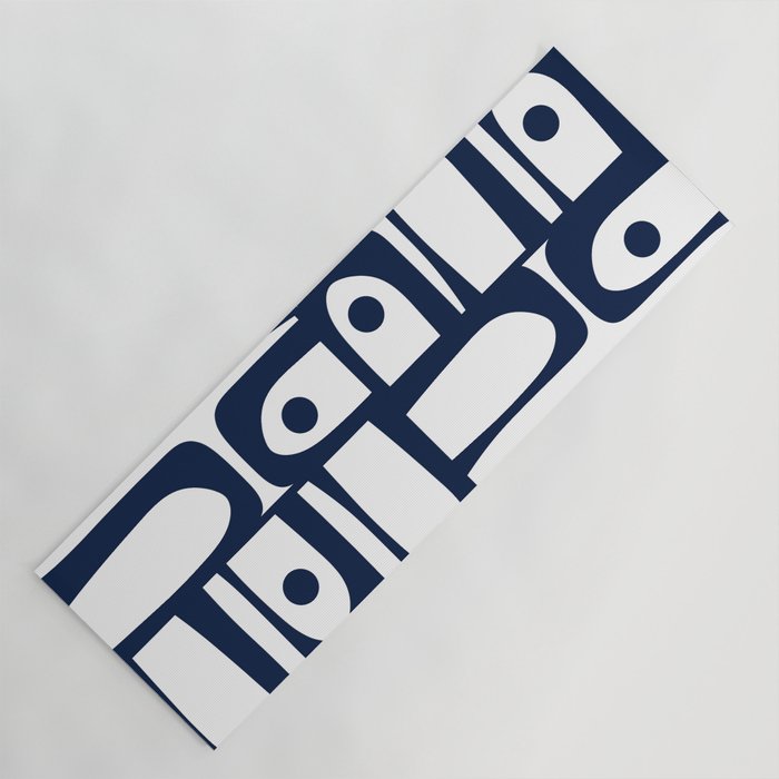 Mid Century Modern Navy Blue and White Abstract Piquet Pattern Yoga Mat Gallery Image 1