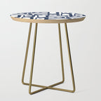 Mid Century Modern Navy Blue and White Abstract Piquet Pattern Side Table Gallery Image 1