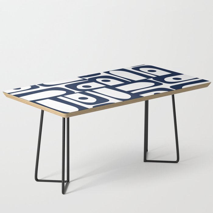 Mid Century Modern Navy Blue and White Abstract Piquet Pattern Coffee Table Gallery Image 1