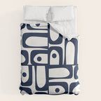 Mid Century Modern Navy Blue and White Abstract Piquet Pattern Duvet Cover Gallery Image 6