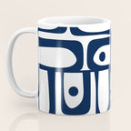Mid Century Modern Navy Blue and White Abstract Piquet Pattern Coffee Mug Gallery Image 3