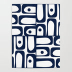 Mid Century Modern Navy Blue and White Abstract Piquet Pattern Poster Gallery Image 4
