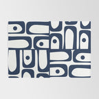 Mid Century Modern Navy Blue and White Abstract Piquet Pattern Rug Gallery Image 2