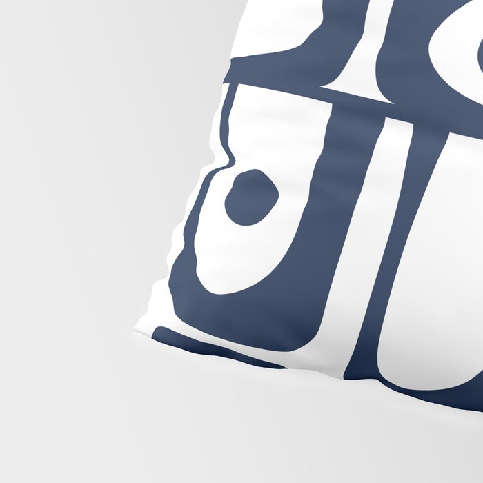 Mid Century Modern Navy Blue and White Abstract Piquet Pattern Pillow Sham Gallery Image 4