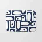 Mid Century Modern Navy Blue and White Abstract Piquet Pattern Bath Mat Gallery Image 1