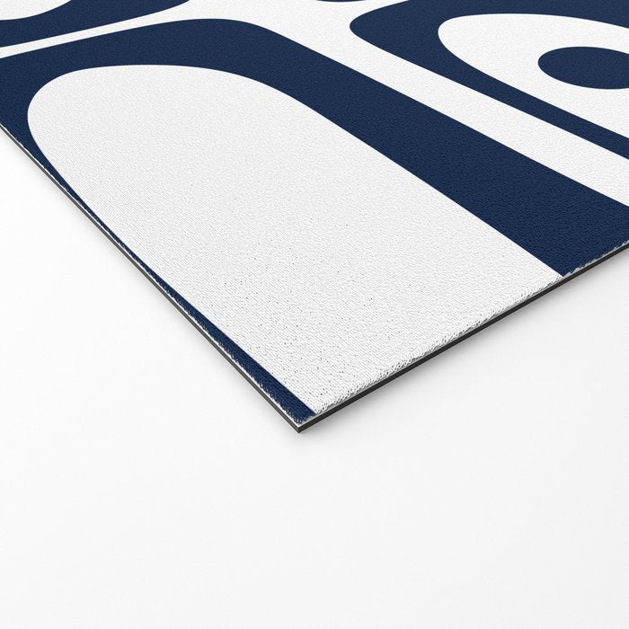 Mid Century Modern Navy Blue and White Abstract Piquet Pattern Welcome Mat Gallery Image 2