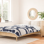 Mid Century Modern Navy Blue and White Abstract Piquet Pattern Duvet Cover Gallery Image 2