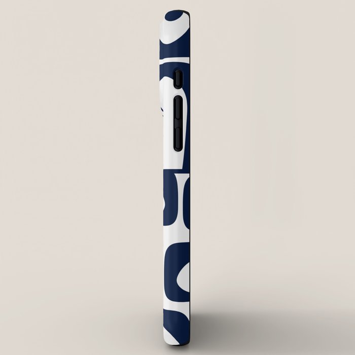 Mid Century Modern Navy Blue and White Abstract Piquet Pattern iPhone Case Gallery Image 2