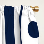 Mid Century Modern Navy Blue and White Abstract Piquet Pattern Window Curtain Gallery Image 2