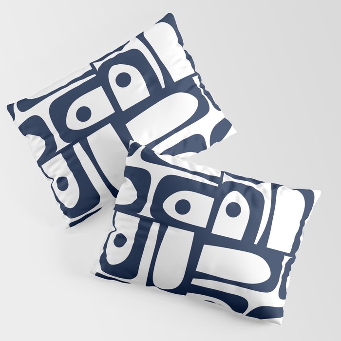 Mid Century Modern Navy Blue and White Abstract Piquet Pattern Pillow Sham Gallery Image 3