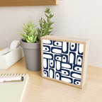 Mid Century Modern Navy Blue and White Abstract Piquet Pattern Mini Art Print Gallery Image 2