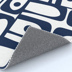 Mid Century Modern Navy Blue and White Abstract Piquet Pattern Rug Gallery Image 4