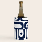 Mid Century Modern Navy Blue and White Abstract Piquet Pattern Wine Chiller Gallery Image 2