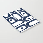 Mid Century Modern Navy Blue and White Abstract Piquet Pattern Notebook Gallery Image 2