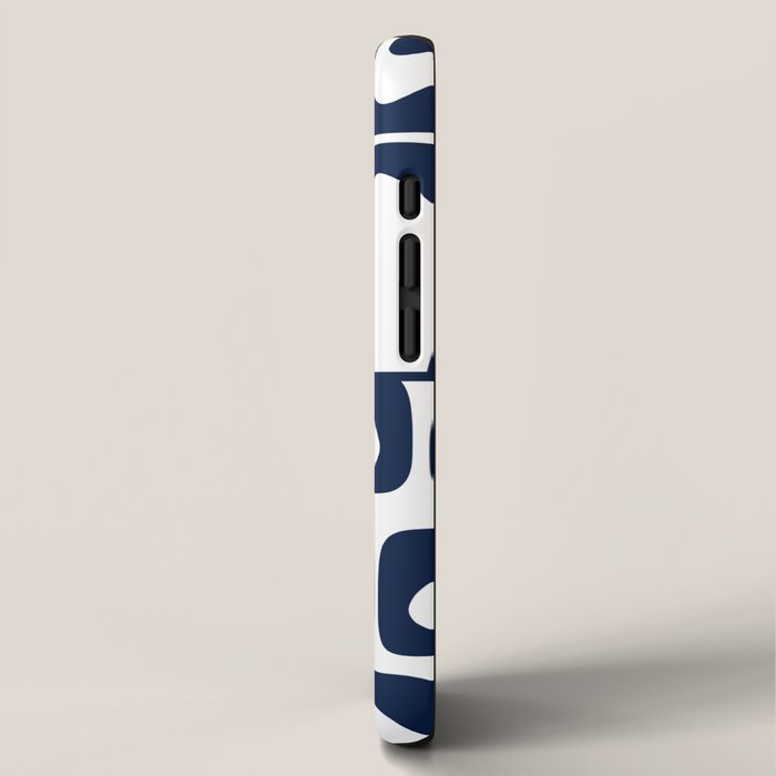 Mid Century Modern Navy Blue and White Abstract Piquet Pattern iPhone Case Gallery Image 2