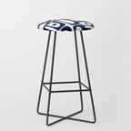 Mid Century Modern Navy Blue and White Abstract Piquet Pattern Stool Gallery Image 1