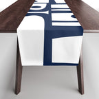 Mid Century Modern Navy Blue and White Abstract Piquet Pattern Table Runner Gallery Image 1