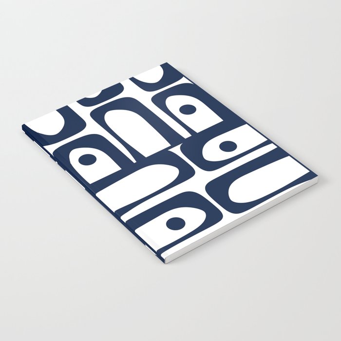 Mid Century Modern Navy Blue and White Abstract Piquet Pattern Notebook Gallery Image 1