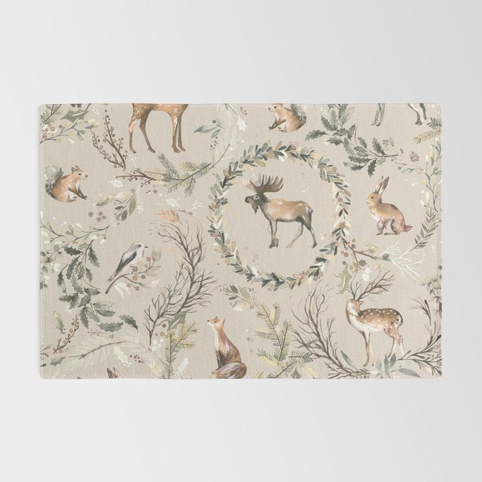 Harvest 2025 Woodland Toile Winter Autumn Animals Forest  Rug Gallery Image 2