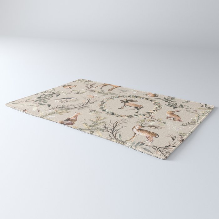 Harvest 2025 Woodland Toile Winter Autumn Animals Forest  Rug Gallery Image 3