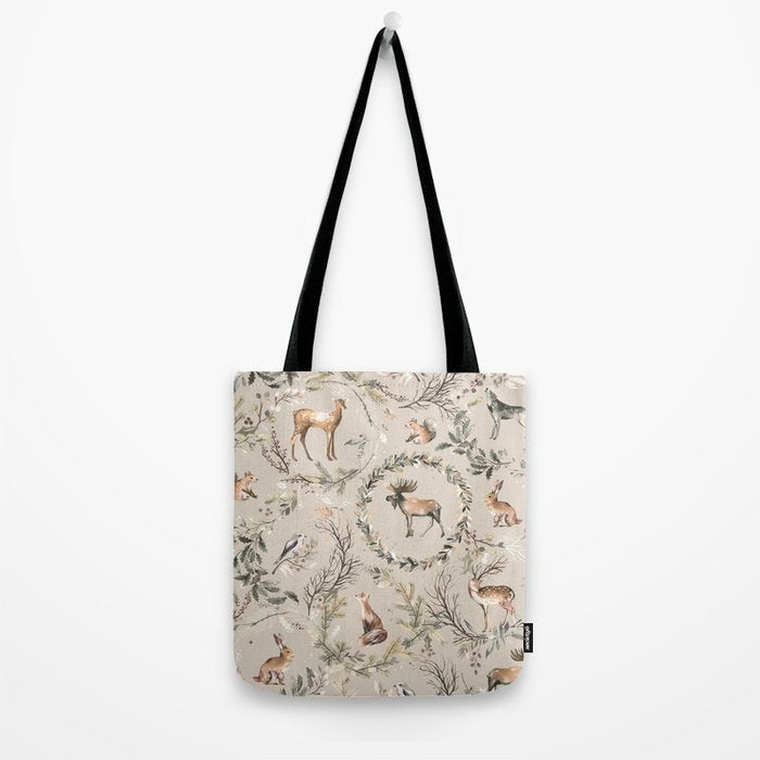 Harvest 2025 Woodland Toile Winter Autumn Animals Forest  Tote Bag Gallery Image 2