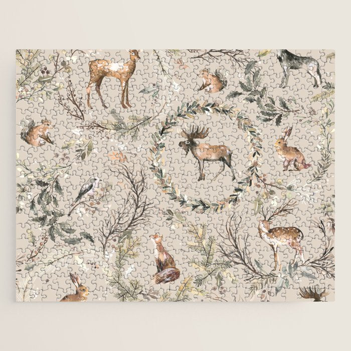 Harvest 2025 Woodland Toile Winter Autumn Animals Forest  Jigsaw Puzzle Gallery Image 1