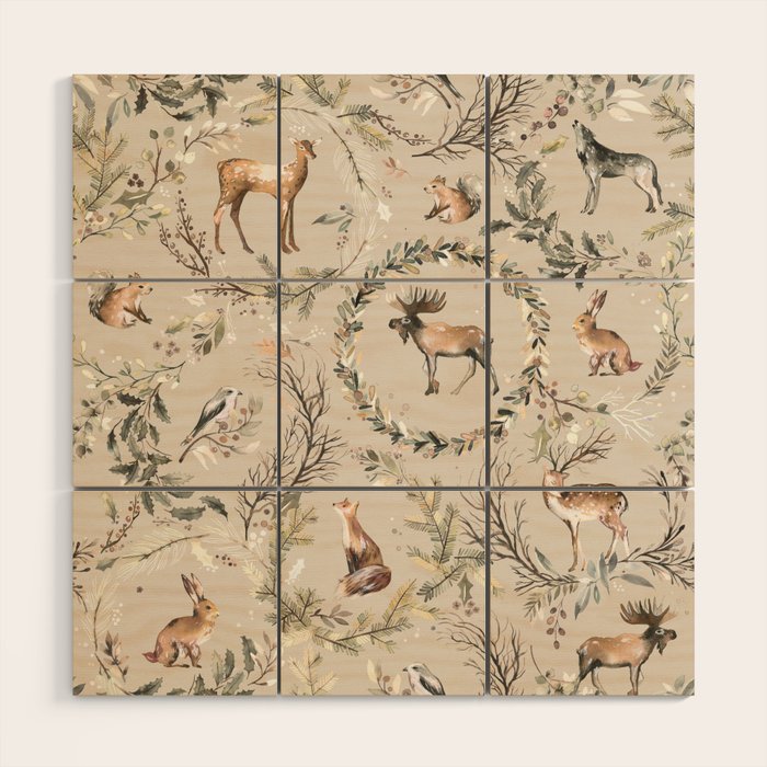 Harvest 2025 Woodland Toile Winter Autumn Animals Forest  Wood Wall Art Gallery Image 1