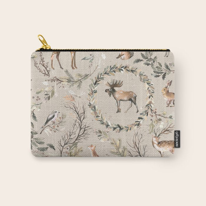 Harvest 2025 Woodland Toile Winter Autumn Animals Forest  Carry All Pouch Gallery Image 1