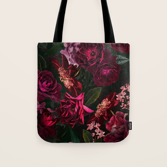 Vintage & Shabby Chic - Night Botanical Flower Roses Garden Tote Bag Gallery Image 1