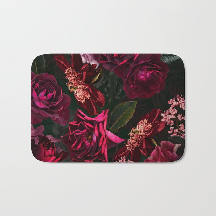 Vintage & Shabby Chic - Night Botanical Flower Roses Garden Bath Mat Gallery Image 1