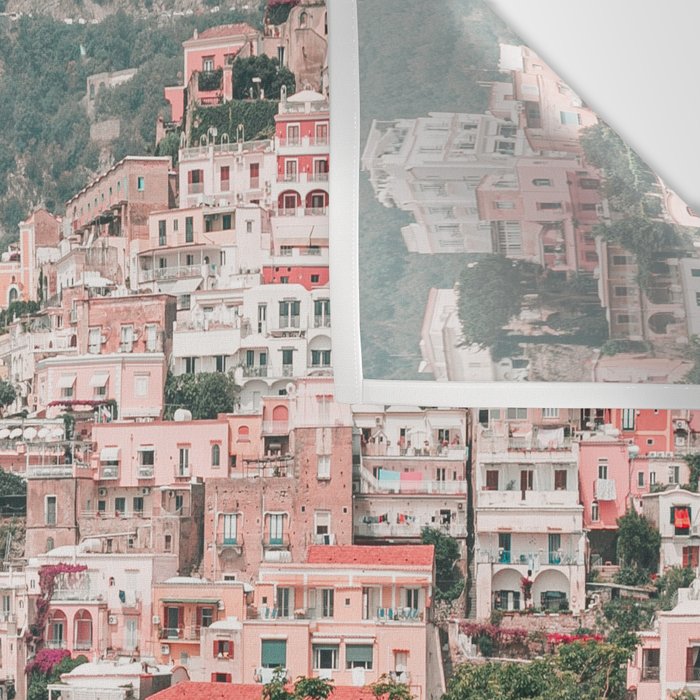 Positano Italy Beach Scenic Pink Flowers Travel Photography Wall Tapestry Gallery Image 3