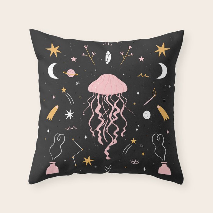 Magic Jellyfish Throw Pillow Gallery Image 1