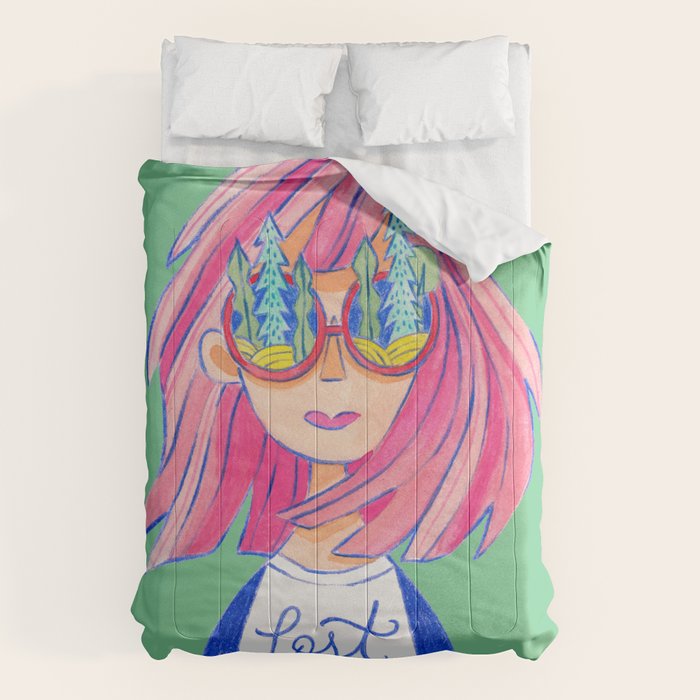 Lost in Nature Girl Portrait Comforter Gallery Image 6