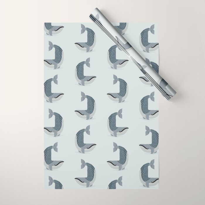 Whimsical Blue Whale Wrapping Paper Gallery Image 1