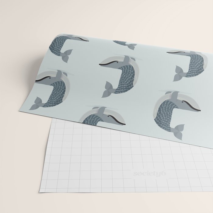 Whimsical Blue Whale Wrapping Paper Gallery Image 2