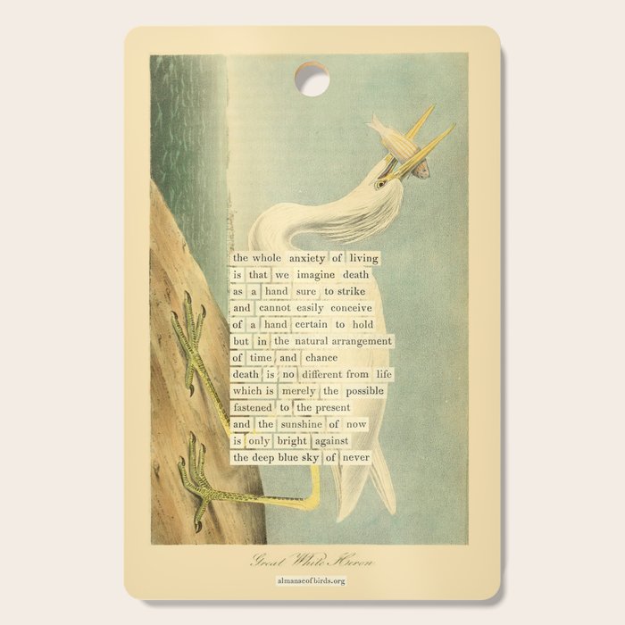 Great White Heron Divination from # An Almanac of Birds # Divinations for Uncertain Days Cutting Board Gallery Image 1