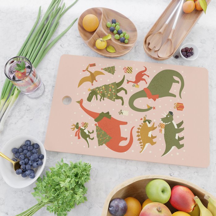 Tyrannosaurus and Dinosaurs Christmas Tree Rex Cutting Board Gallery Image 2