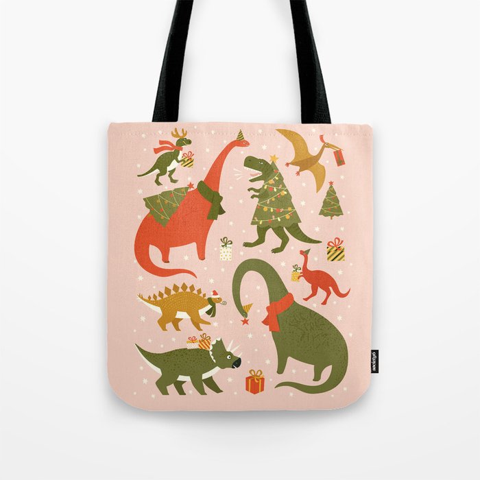 Tyrannosaurus and Dinosaurs Christmas Tree Rex Tote Bag Gallery Image 1