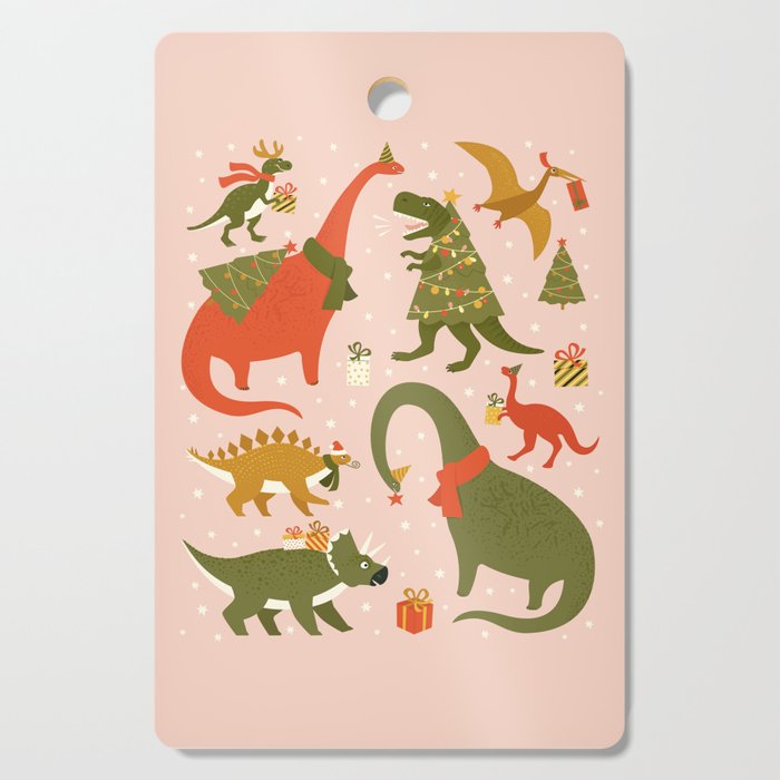Tyrannosaurus and Dinosaurs Christmas Tree Rex Cutting Board Gallery Image 1