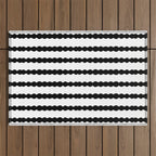 Black and White, Wavy, Squiggle, Stripes Outdoor Rug Gallery Image 1